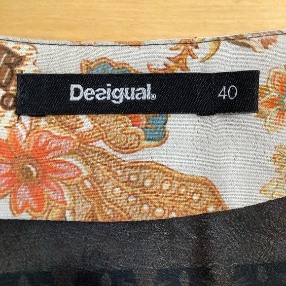 DESIGUAL Black/Gold Paula Floral Dress Size 40 - Picture 10 of 15